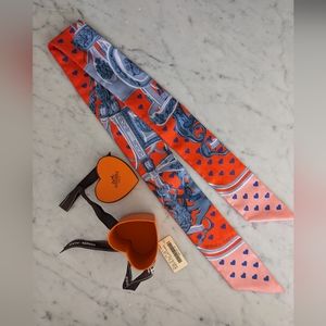 Hermes Twilly Brides de Gala Love orange/red/blue hearts